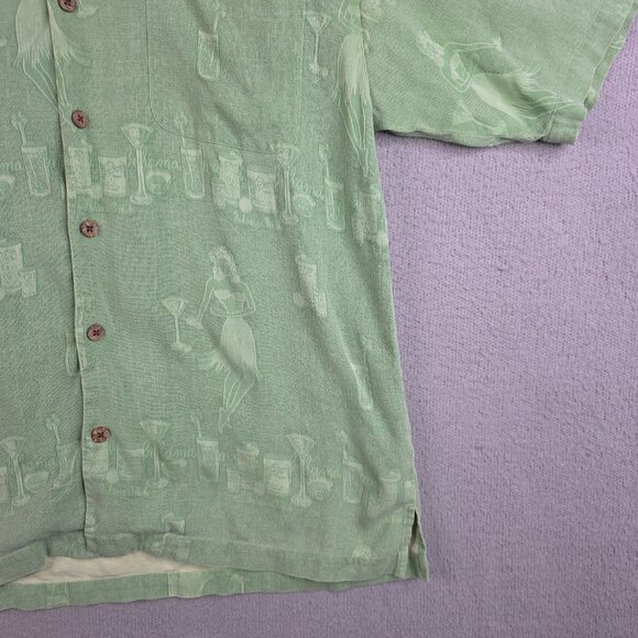 Tommy Bahama Shirt Men Size Large Green Hulu Girls Martinis Silk Button Down VTG - Picture 3 of 8